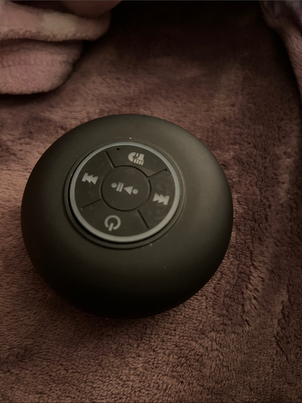 Compact Black Portable Bluetooth Speaker with Suction Controls